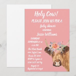 Convite Fazenda de Vaca Cura-Boca-Bebê-Bebê Ocidental