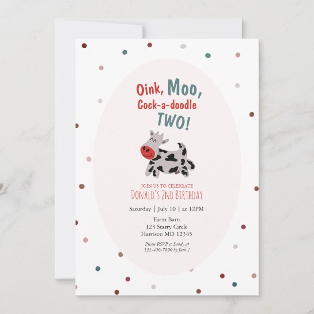 Convite Fazenda de Vaca Segundo Aniversário (Frente)