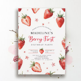Convite Fazenda Doce Berry Chic Watercolor 1º Aniversário
