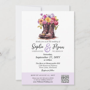 Convite Fazenda Floral Boots Rustic Barn Weding Combo RSVP