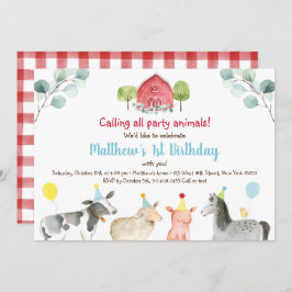 Convite Fazenda Greenery Party Animal Birthday