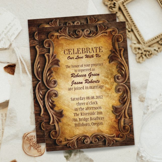 Convite Fazenda Ranço País Western Cowboy Celebração de Ca (Farm Ranch Western Country Cowboy Barn Wedding Invitation)