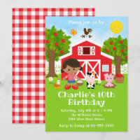 Fazenda Red Barnyard Birthday African American Gir