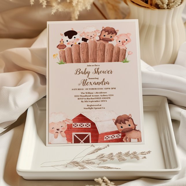 Convite Fazenda russa Sexo Animal Chá de fraldas neutro (Criador carregado)