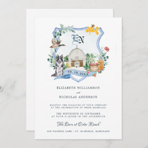 Convite Fazenda Rustic Country Barn Wedding Crest