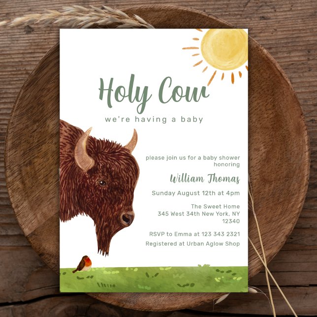Convite Fazenda Santa Chá de fraldas (Holy Cow Farm Animal Baby Shower Invitation)