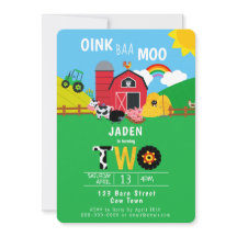 Fazenda-segundo aniversário Animais Oink Baa Moo C