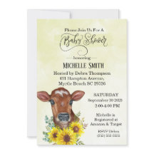 Fazenda Vaca Girassol Amarelo Chá de fraldas de Aq