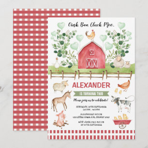 Convite Fazenda verde Animais do Barnyard Birthday Bash