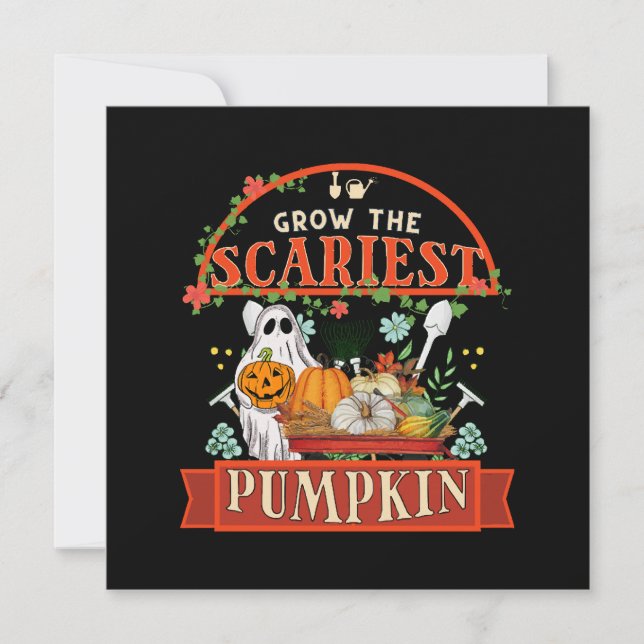 Convite Fazendeiro de Abóbora Halloween (Frente)