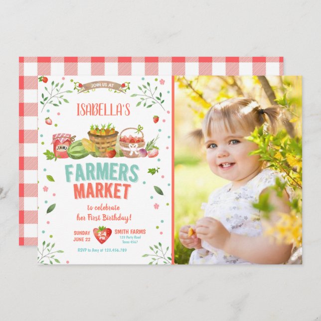 Convite Fazendeiros vencem vegetais Frutas Partido Raparig (Frente/Verso)