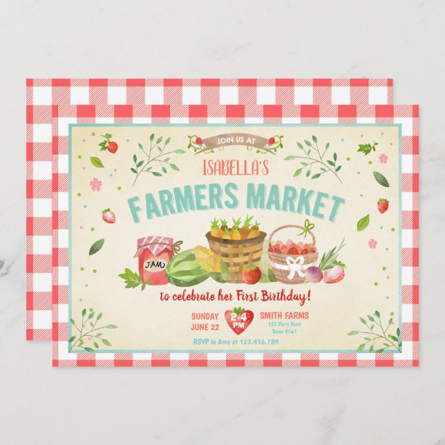 Convite Fazendeiros vencem vegetais Frutas Partido Raparig (Frente/Verso)