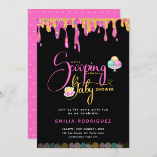 Convite Fazendo Scooping Love Sorvete Baby Chá