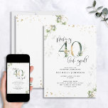 Convite Fazer 40 Parecem Bons Noivados Botânicos Dourados<br><div class="desc">Fazer quarenta anos é uma conquista incrível e merece ser celebrada em estilo! O Fazer 40 Pareces Bom Convite Botânico de Aniversário é a maneira perfeita de fazer isso. Este elegante e moderno convite apresenta um belo design botânico verde de aquarela com fendas de folha de ouro que acrescentam uma...</div>