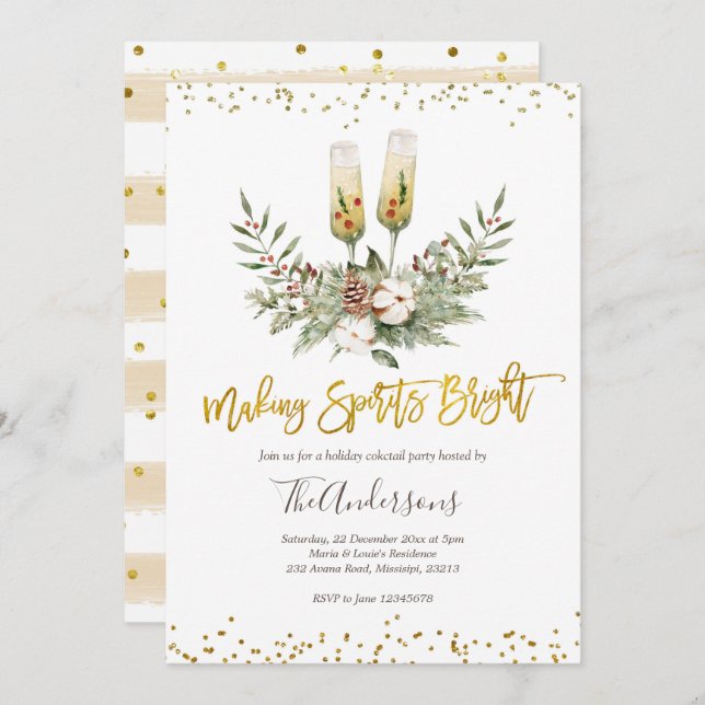 Convite Fazer Espíritos Brilhantes do Natal (Frente/Verso)