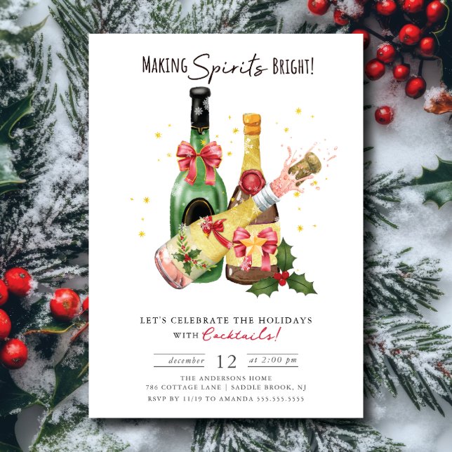 Convite Fazer Spira Feriado Brilhante Festa Cocktail (Criador carregado)