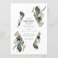 Feather Watercolor | Boho Birthday Invite