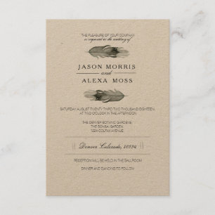 Convite Feather Watercolor   Casamento Elegante Boho
