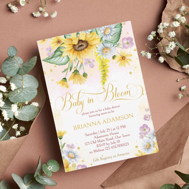 Convite Febre de girassol de margarida selvagem em chá de  (Criador carregado)