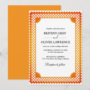 Convite Febre Elegante Dourada Papel Picado