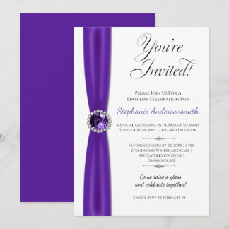 Convite February Birthday Celebration - Purple Amethyst |