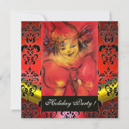 CONVITE FECHADO COM ARCO VERMELHO NEGRO DOURADO DAMASK MON