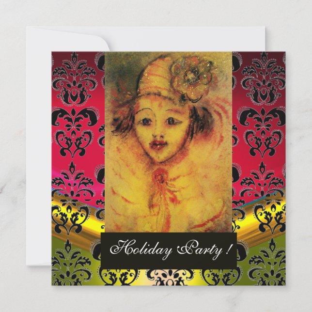 CONVITE FECHADO EM AMARELO, VERMELHO, NEGRO DAMASK MONOGRA (Frente)