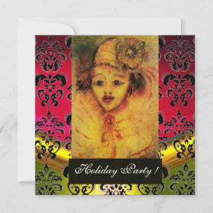 CONVITE FECHADO EM AMARELO, VERMELHO, NEGRO DAMASK MONOGRA