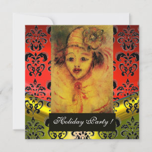 CONVITE FECHADO EM AMARELO, VERMELHO, NEGRO DAMASK MONOGRA