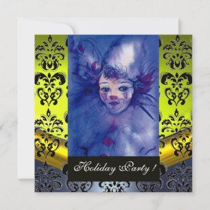 Convite FECHADO EM PURA, AMARELO NEGRO NEGRO MONOGRAMA azu