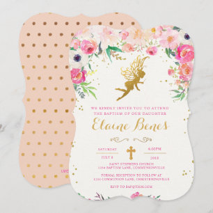 Convite feericamente floral do baptismo