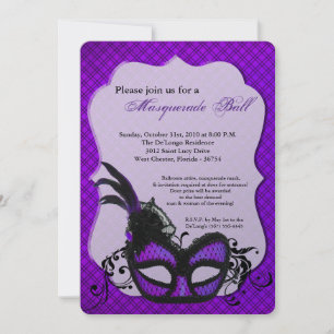 Convite Feira de Máscara de Mascarada Roxo