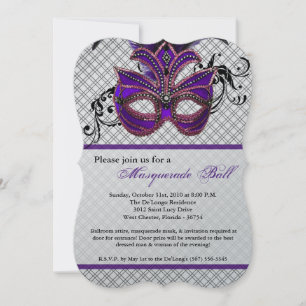 Convite Feira de Máscara de Mascarada Roxo