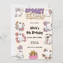 Convite Feira de Spooky, Fofo de Fantasma floral Aniversár