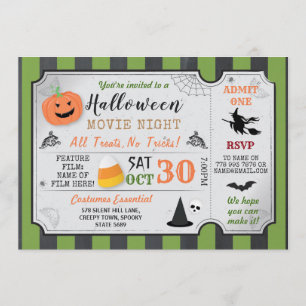 Convite Feiticeira de Halloween do filme de horrores