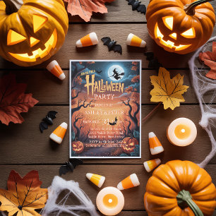Convite Feiticeira Spooky e Festa de Halloween da Floresta