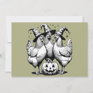 Convite Feiticeiras de frango Dia de as Bruxas engraçado V