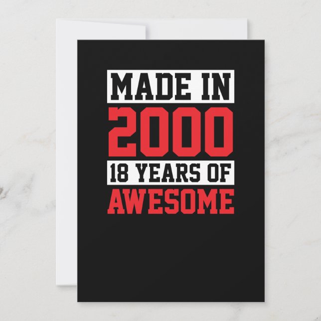 Convite Feito em 2000, 18 anos de aniversário incrível (Frente)