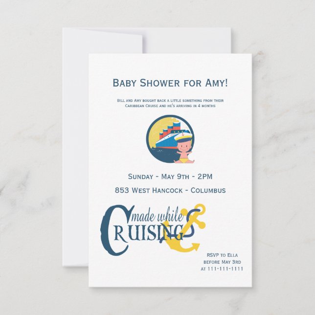 Convite Feito quando em um chá de fraldas do cruzeiro (Frente)
