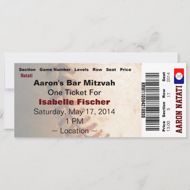 Convite feito sob encomenda de Mitzvah do bar do (Frente)