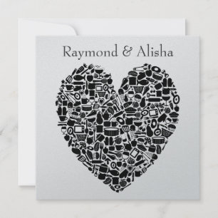 Convite feito sob encomenda de prata moderno do