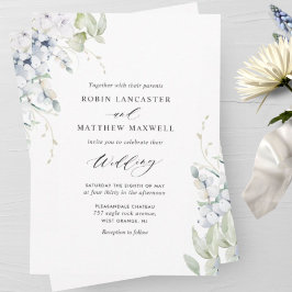 Convite Felicidade elegante, Floral Branco e Casamento Ver