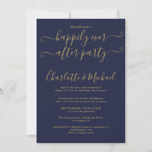 Convite Felicidade Eterna Após Votos de Casamento Azul Nav
