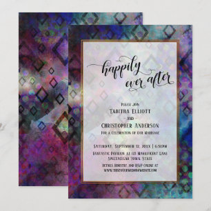 Convite Felicidade Eterna Colorido Abstrato com Dourado