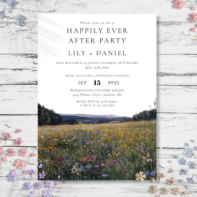Convite Felicidade Eterna Depois das Flores Silvestres Flo (Happily Ever After Wildflowers Floral Wedding Invitation)