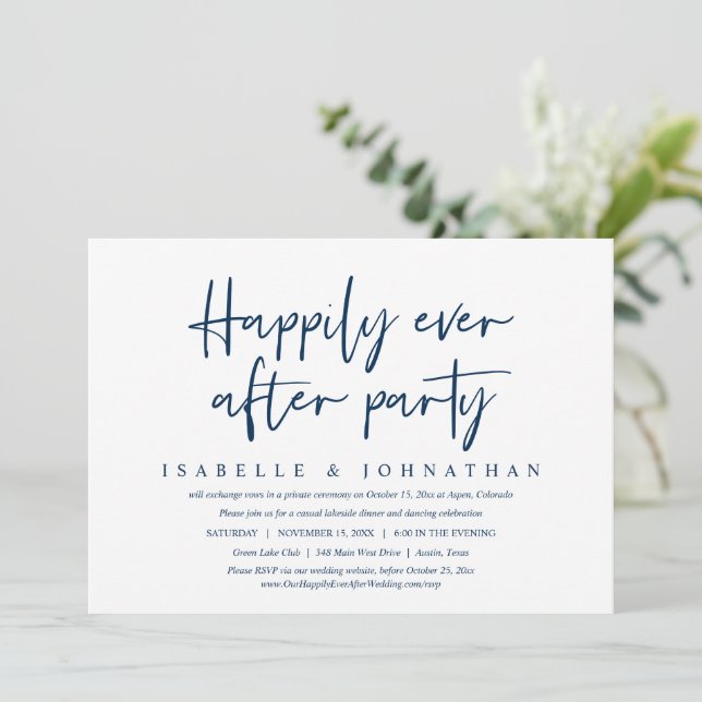 Convite Felicidade Eterna Depois do Casamento Informal Fes (Em pé/Frente)
