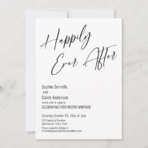 Convite Felicidade Eterna Elegância Moderna Preto e Branco