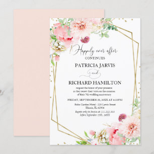 Convite Felicidade Eterna Elegante Renovação de Votos Flor