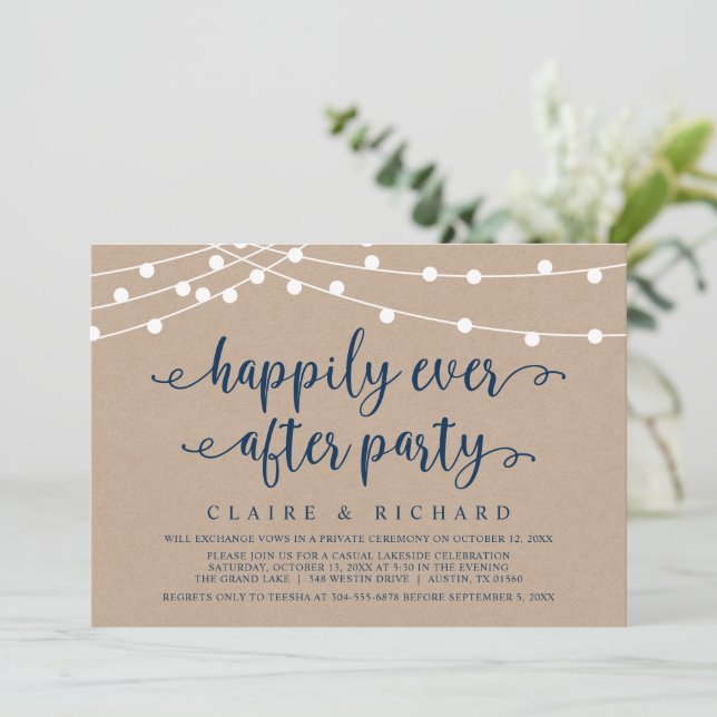 Convite Felicidade Eterna Festa de Casamento Informal Elop (Em pé/Frente)