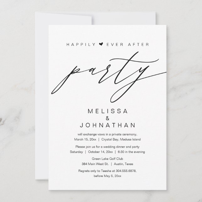 Convite Felicidade Eterna, Festa de Casamento Intimista (Frente)